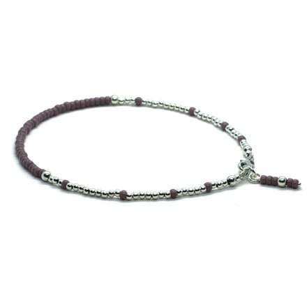 Heaven Eleven - dames - Enkelbandjes - Zilver - 925 - Paars - 2.5mm - 25cm