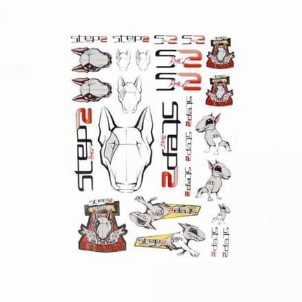 Planche Autocollant 27 stickers chien Step 2 Race One pour scooter 24.5x34.5cm Neuf