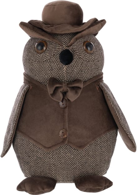 J-Line deurstopper Uil + Hoed - polyresin - bruin