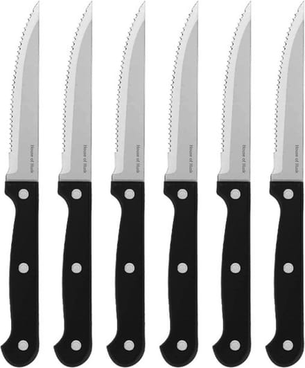 House of Husk 6 Stuks Steakmessen - Messenset -  RVS - 23cm - Zilver
