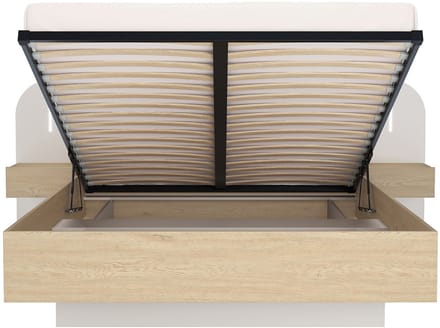 Vente-unique Bed met opbergruimte hout beige 160 x 200 cm