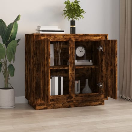 vidaXL - Dressoir - 80x34x75 - cm - bewerkt - hout - gerookt - eikenkleurig