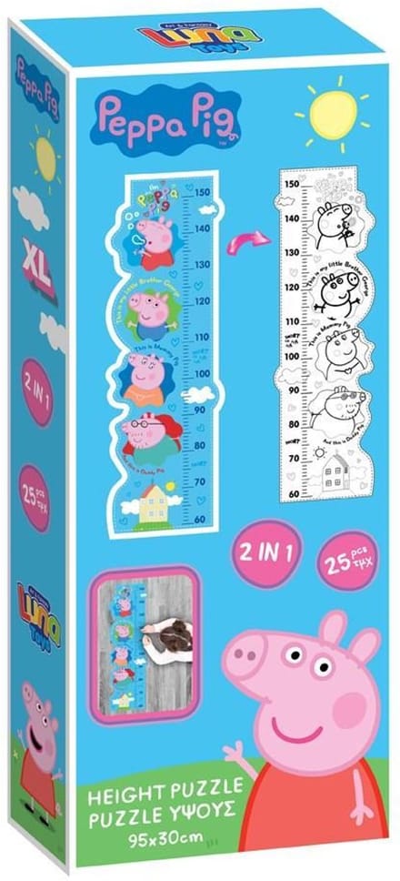 Peppa Pig XL Kleur Puzzel – 25 Stukjes – 95×30 cm – Lengtemeter & Kleurpuzzel – Vanaf 4 Jaar