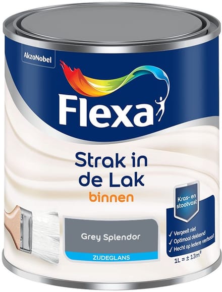 Flexa - Strak In De Lak Binnenlak Zijdeglans - Grey Splendor - Mengverf - 1 L