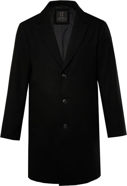 JP 1880 - Heren - Jas wolmix reverskraag - Zwart - Maat XL
