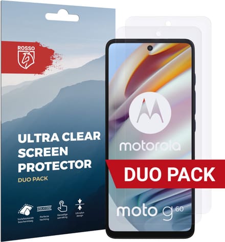 Rosso Screen Protector Ultra Clear Duo Pack Geschikt voor Motorola Moto G60 | TPU Folie | Case Friendly | 2 Stuks