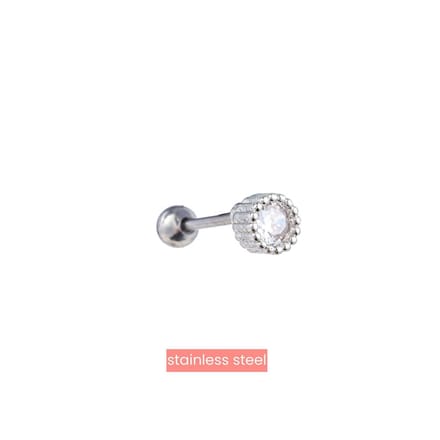 Go Dutch Label Oorknoppen rondje grote steen Zilver