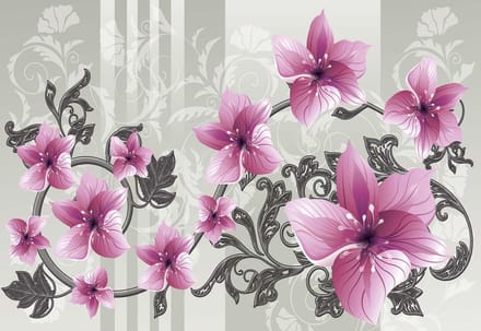 Fotobehang Flower Floral Pattern | XL - 208cm x 146cm | 130g/m2 Vlies