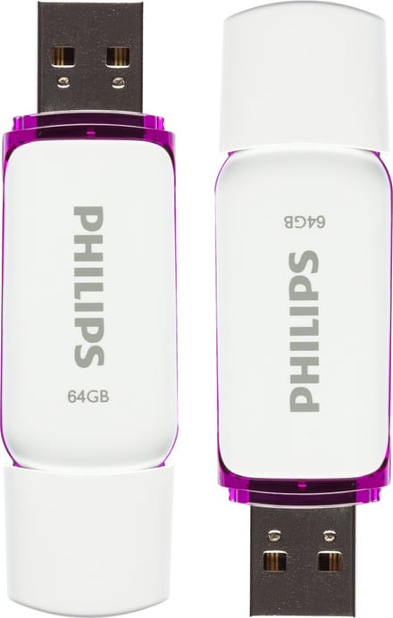 Philips USB Stick 64 GB Flash Drive - Snow Edition Purple® - USB 2.0 - Wit/ Paars - 2-Pack
