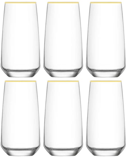 Glozini Longdrinkglas met Gouden Rand - 6 Stuks - 300ml
