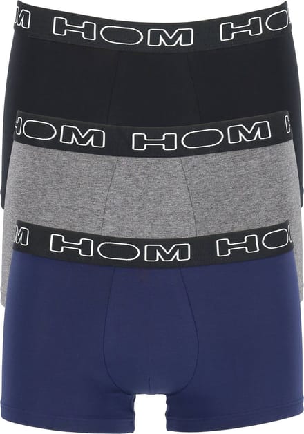 HOM Boxerlines Basic boxer Brief (3-pack) - heren boxers kort - zwart - blauw - grijs