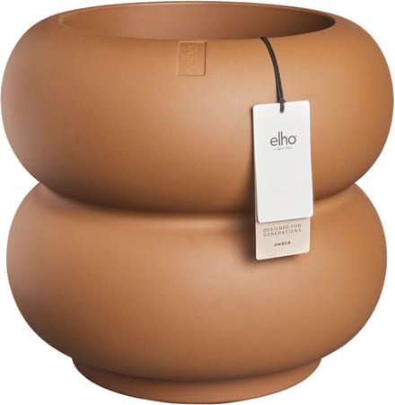 Elho Amber Roll Low 43 - Bloempot voor Binnen & Buiten - 100% Gerecycled Plastic - Ø 43 x H 40 cm - Karamel