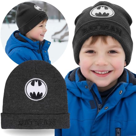 Donkergrijze jongensmuts met Batman-logo / 54 cm