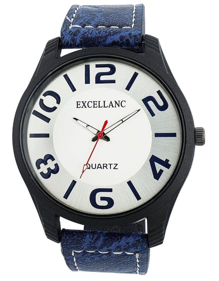 EXCELLANC Herenhorloge lederimitatie Mineralglas