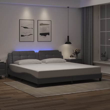 vidaXL - Bedframe - met - LED - zonder - matras - "Zadar" - grijs - 200x200 - cm