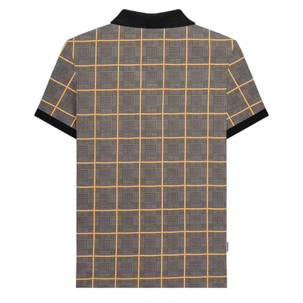 Lambretta Heren Prins van Wales geruit poloshirt (Staalgrijs)