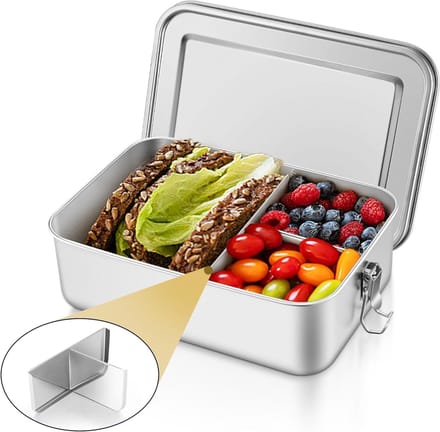 RVS Lunchbox - Bento Box - Lunch Meenemen - Met Compartimenten - 850 ml - Zilver