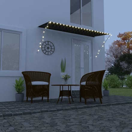 vidaXL - Luifel - uittrekbaar - met - LED - 300x150 - cm - antraciet