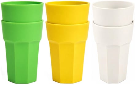 Plasticforte onbreekbare drinkglazen - 6x stuks - kunststof/plastic - mix van 3 kleuren - 520 ml - 13 cm