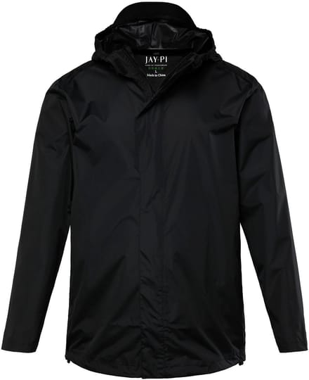 JAY-PI - Heren - Regenjas waterdicht capuchon opbergzakje - Zwart - Maat L