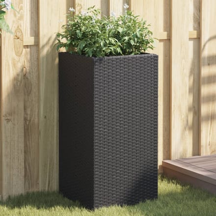 vidaXL - Plantenbakken - 2 - st - 40x40x80 - cm - poly - rattan - zwart