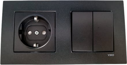 Panasonic Viko-Stopcontact Serieschakelaar Combinatie-Zwart-Inbouw-Randaarde-Compleet