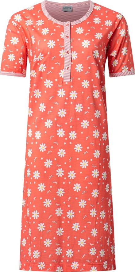 Lunatex - dames nachthemd 224147 - 100% katoen - rood - maat XL