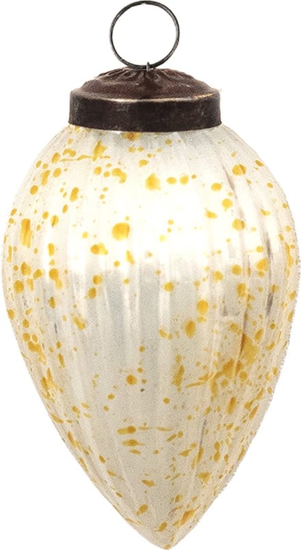Clayre & Eef Kerstbal Overig Ø 5 cm Wit Geel Glas Kerstballen