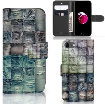 Wallet Case met Pasjes iPhone 7 | 8 | SE (2020) | SE (2022) Spijkerbroeken
