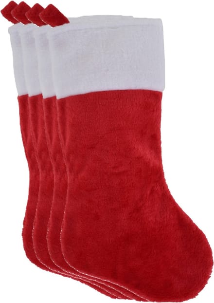 Christmas Decorations Decoratie kerstsokken - 4x - rood - H43 cm - polyester - traditioneel