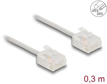 Delock RJ45 Network Cable Cat.6 UTP Ultra Slim 0.3 m grey with short plugs