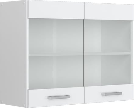 Vicco R-Line Glazen keukenkast – 80 cm Wit Hoogglans