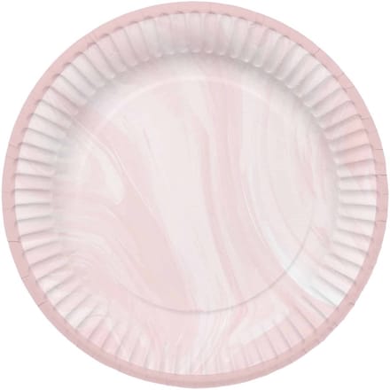 Folat - Borden (papier) - Marmer Roze 23 cm - 8 stuks