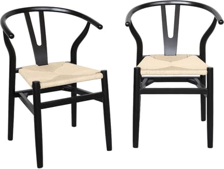 sweeek - Set van 2 stoelen van hout met touw vintage - cecile