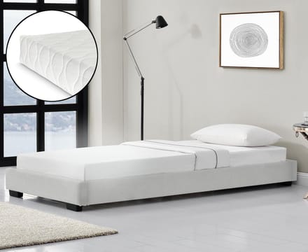 Modern bedframe kunstleer met matras 90x200 wit