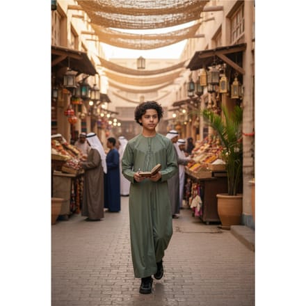 Kinderen jongens groene Ramadan Eid Marokkaanse Jubba gewaad moslim Djellaba Thobe LFS-K-TT008