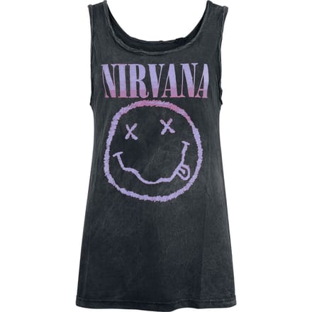 Nirvana Top - Smiley - M - voor Vrouwen - zwart