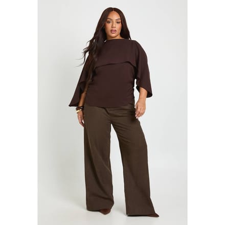 boohoo Dames Plus Cape Overlay Top | Bruin | Maat: 44