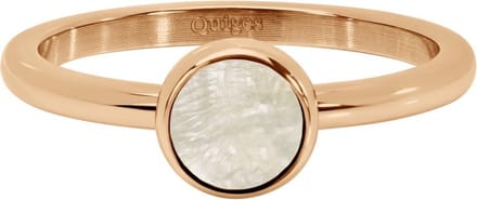 Quiges Stapelring Dames - Vulring - RVS Roségoudkleurig met Schelp Creme - Maat 20 - Hoogte 2mm