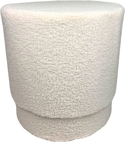 Casamoda Teddy Poef - Ø 42 cm - Poef Rond - Stof - Off White