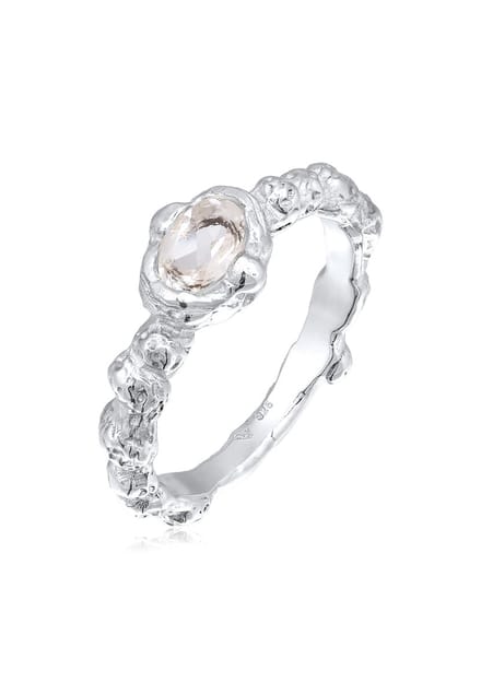 Haze & Glory - Ring - Topas Weiß 925 Sterling Silber - Swirly - Dames