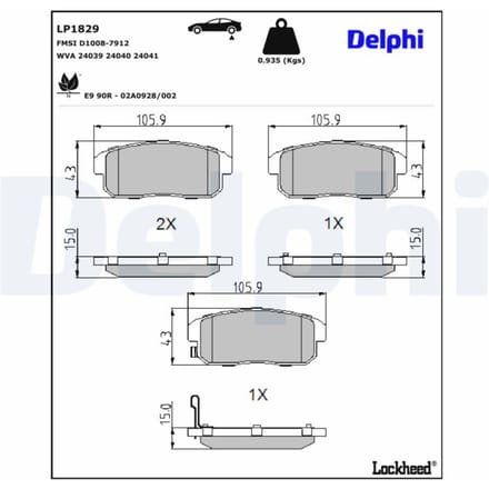Remblokset DELPHI LP1829, achter