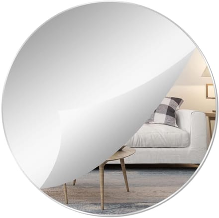 Ronde Spiegel - Zelfklevend Glas - Muur Decoratie - Frameloos Ontwerp - 20cm Diameter - Zilver