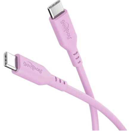 Goobay USB-C siliconen kabel | USB2.0 | PD 60W | roze | 1,5 meter