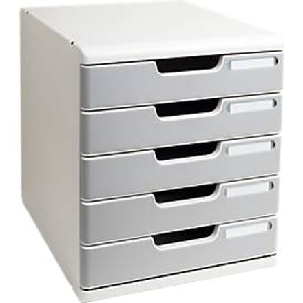 Exacompta MODULO A4 Office steengrijs, ladebox 5 laden gesloten A4/A4+, geruisloos, veiligheidsstop