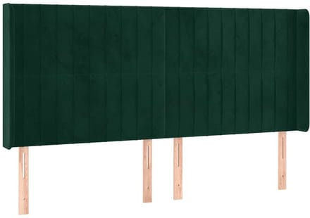 vidaXL - Hoofdbord - met - randen - 203x16x118/128 - cm - fluweel - donkergroen