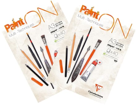 Clairefontaine - Paint ON - Multi-Techniek Pad - 250 gram - A3 - 40 Vellen - 2 Stuks