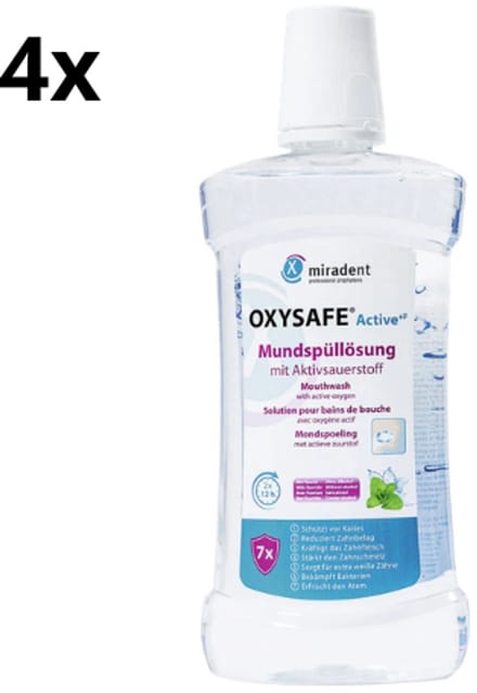 Miradent Mondspoeling OXYSAFE Active +F - 4 x 500 ml