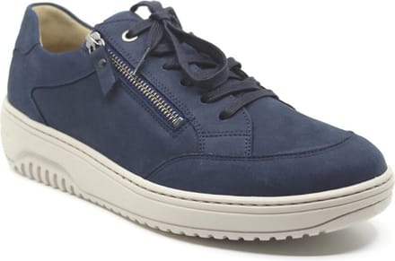 Hartjes, 162.1703/20 65.00, Blauwe brede dames sneakers met rits