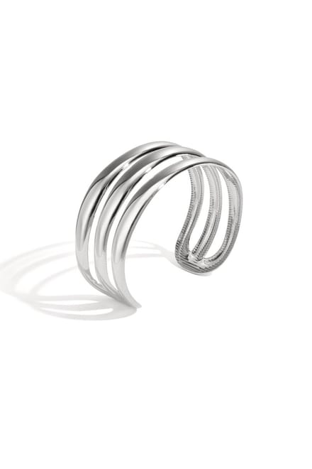 Bijoutheek Armband (Sieraad) Cuff 3 Rijen Zilver